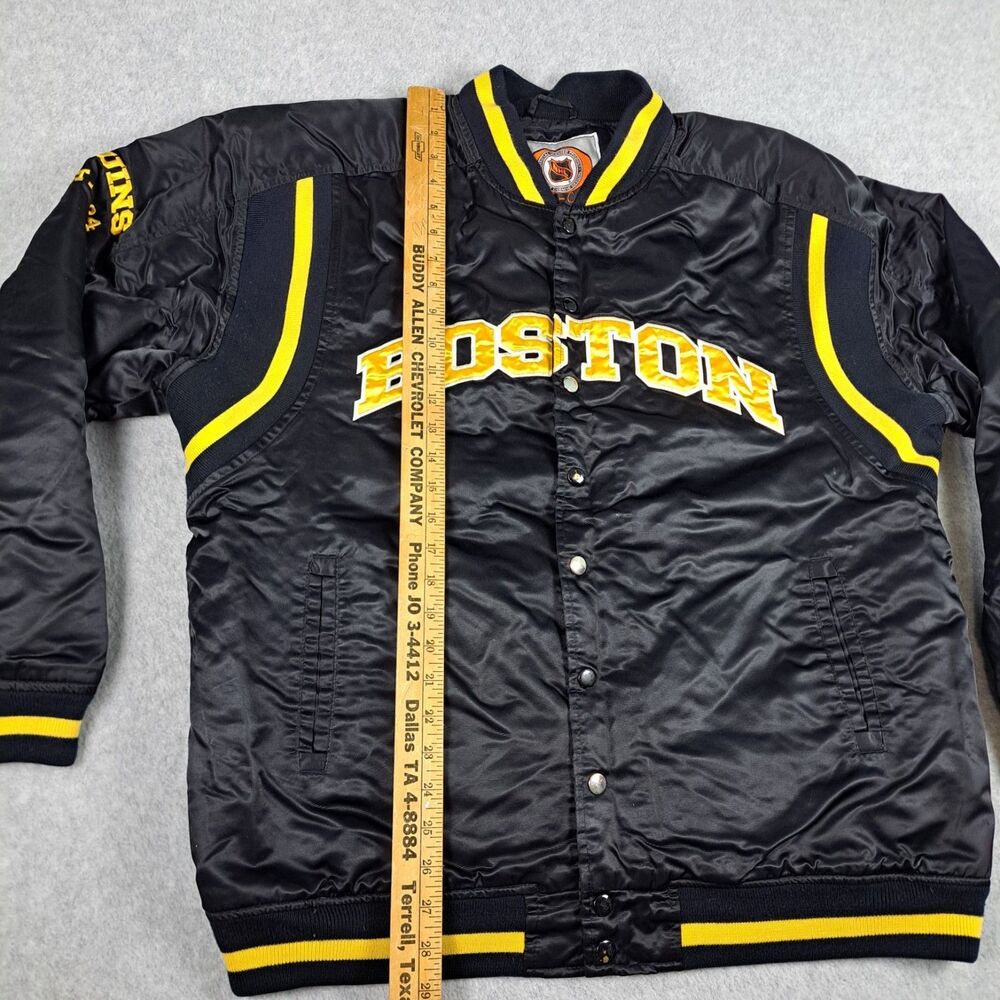 Vtg Boston Bruins G-III & Carl Banks Satin Bomber Jacket Mens L NHL Snap Up - Picture 6 of 16